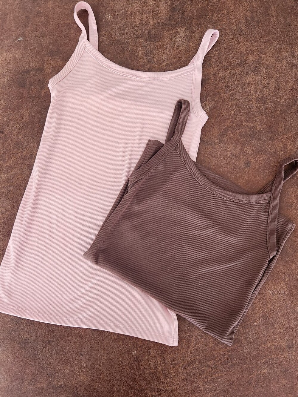 No Boundaries Ribbed Camisole Set - Pink & Brown